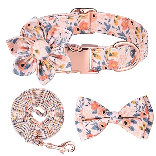 SSRDFU - 4 Pcs Katzenhalsband, abnehmbare Fliege, Hundehalsband-Set mit Blumenknoten, Schleife, Haustierleine, Kätzchenhalsband, Katzenhalstuch, Hundefliege (Orange) von SSRDFU