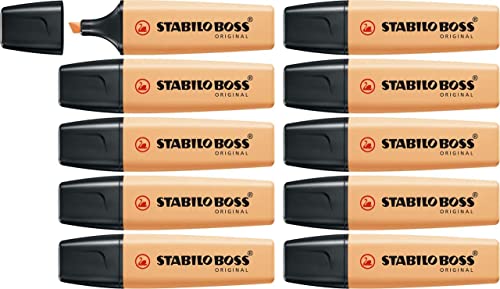Textmarker - STABILO BOSS ORIGINAL Pastel - 10er Pack - sanftes Orange von STABILO