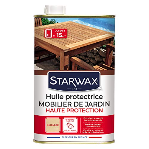 STARWAX Teak & Exotisches Holz Schutzöl für Gartenmöbel — 1 l — Ideal für tiefe Pflege, Schutz vor Austrocknung und Vergrauung von STARWAX