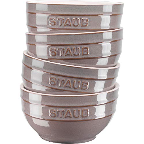 STAUB Ceramique Schüsselset, 400 ml, Müslischüsseln, Servierschüsseln, Dessertschalen, Antik-Grau, Keramik, 12 cm, 4-tlg von STAUB