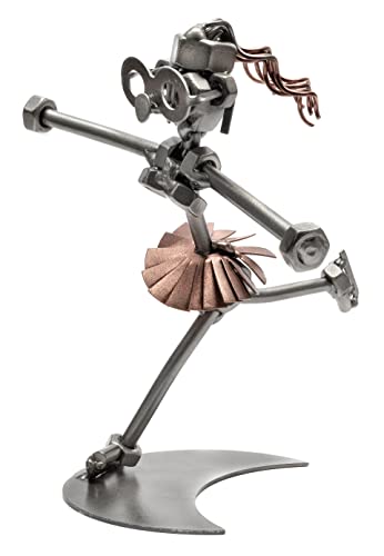 STEEMO Schraubenmännchen Eiskunstlaufen Eiskunstläuferin Schrauben-Lady Metallkunst Deko Eislaufen-Geschenk, grau 15x13x16 cm von STEEMO