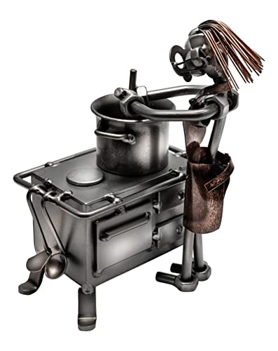 STEEMO Schraubenmännchen Köchin Kochen Küche Geschenk Metall-Kunst Deko 10x6x17 cm von STEEMO