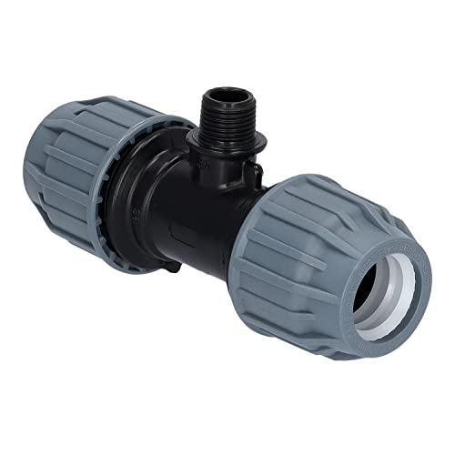 STEMAX-Wassertechnik: PP-Klemmverbinder, T-Stück 90° klemm x AG x klemm, PN16, Trinkwasserzertifiziert, DVGW, Größe: 25mm x ½“ x 25mm von STEMAX-Wassertechnik