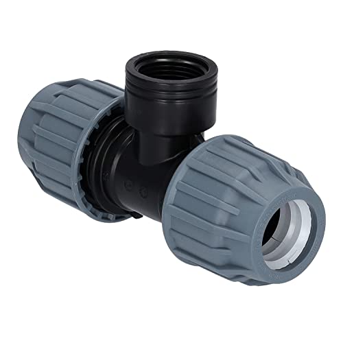 STEMAX-Wassertechnik: PP-Klemmverbinder, T-Stück 90° klemm x IG x klemm, PN16, Trinkwasserzertifiziert, DVGW, Größe: 25mm x ½“ x 25mm von STEMAX-Wassertechnik