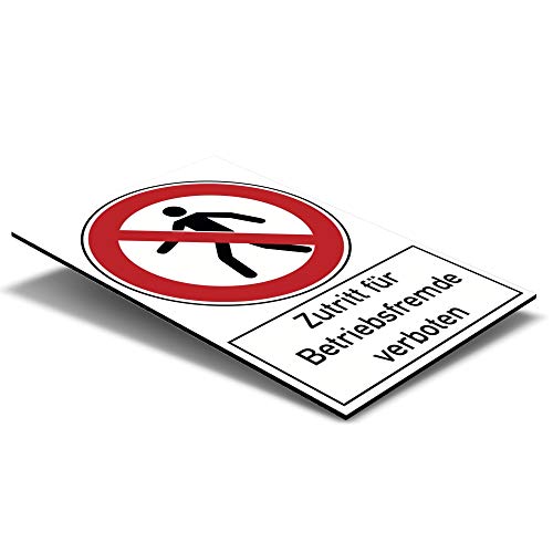Schild "Zutritt für Betriebsfremde verboten" mit Warnsymbol – Hinweisschilder für Betriebe – Alu-Verbund Warnschild (200 x 300 x 4 mm | Weiß) von STEMPEL-FABRIK
