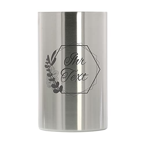 Personaliserter Weinkühler mit Gravur – Eukalyptus Design – doppelwandiger Edelstahl Weinkühler, Sektkühler & Champagnerkühler – Geschenkidee für Weinliebhaber (18 x 12 cm) – STEMPEL-FABRIK von STEMPEL-FABRIK