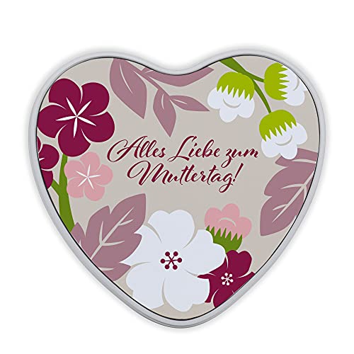 stempel-fabrik Geschenkdose in Herzform mit Aufdruck - Alles Liebe zum Muttertag! - Keksdose - Metalldose - Geschenkidee zum Muttertag - Muttertagsgeschenk - Herzdose - Herzbox - Geschenkbox von STEMPEL-FABRIK