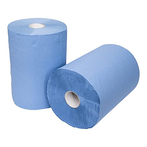 STIER Putzpapier Rollen, 2 Rollen, blau, 3-lagig, Putzrollen, Länge 36,5 cm x Breite 35 cm, saugstarke Reinigungstücher, reißfeste Putztücher aus 100% Zellstoff von STIER