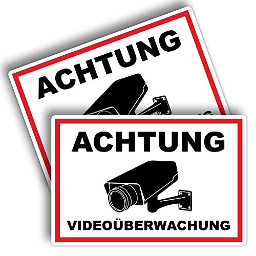 2 Stück Achtung Videoüberwachung Schild 20 x 30 cm aus stabiler PVC Hartschaumplatte 3mm dieser Bereich wird überwacht Schild mit UV-Schutz von STROBO von STROBO