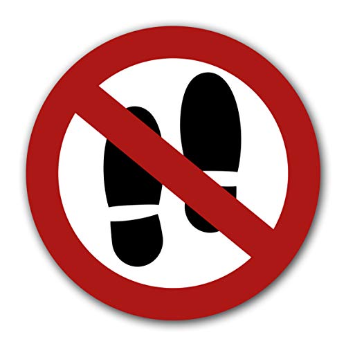 25 Stück Betreten der Fläche verboten Aufkleber Ø 9,5cm nicht drauftreten Sticker Schild Verbotszeichnen mit UV Schutz für Außenbereich Innenbereich von STROBO