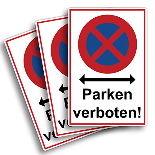 3 Stück Absolutes Halteverbot parken verboten Schild 20 x 30 cm aus stabiler PVC Hartschaumplatte 3mm Parkplatzschild mit UV-Schutz von STROBO von STROBO