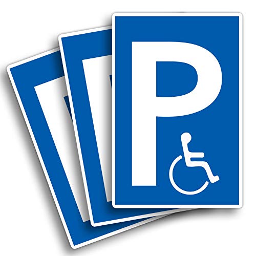 3 Stück Behindertenparkplatz Schild 20 x 30 cm aus stabiler PVC Hartschaumplatte 3mm Parkplatz für Rollstuhlfahrer parken nur mit Ausweis mit UV-Schutz von STROBO von STROBO