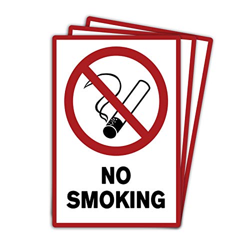 3 Stück No smoking/rauchen verboten Schild 20 x 30 cm aus stabiler PVC Hartschaumplatte 3mm mit UV-Schutz von STROBO von STROBO