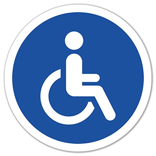 4 Stück Behinderten Aufkleber Rollstuhl Autoaufkleber Ø 9,5cm Behindertenschild Rollstuhlfahrer WC Tür Sticker mit UV Schutz für Außenbereich Innenbereich von STROBO
