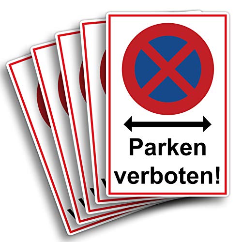 5 Stück Absolutes Halteverbot parken verboten Schild 20 x 30 cm aus stabiler PVC Hartschaumplatte 3mm Parkplatzschild mit UV-Schutz von STROBO von STROBO