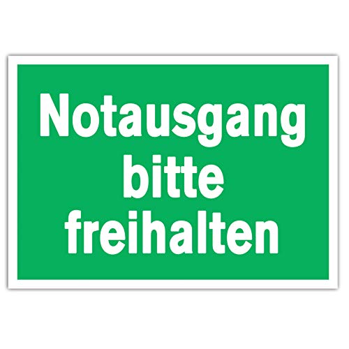 5 Stück Notausgang bitte freihalten Premium Aufkleber A4 Sticker 21 x 29,7 cm Rettungswegschild mit UV Schutz für Außenbereich Innenbereich von STROBO