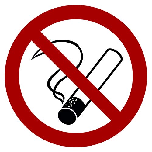 5 Stück Rauchen verboten Aufkleber Ø 9,5cm rund mit UV Schutz Warnzeichen für Außen-und Innenbereich Verbotszeichen rauchen nicht erlaubt Zigaretten nicht gestattet von STROBO von STROBO