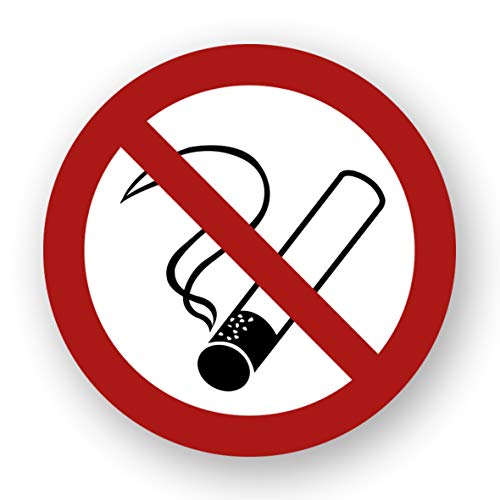 5 Stück XXL Rauchen verboten Aufkleber Ø 21 cm rund mit UV Schutz Warnzeichen für Außen-und Innenbereich Verbotszeichen Rauchen Nicht erlaubt Zigaretten Nicht gestattet von STROBO von STROBO