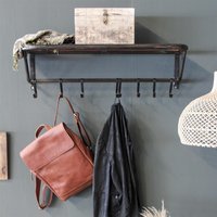 Schwarze Wandgarderobe Aus Metall, Industrial Loft Style Kleiderhaken, Hutablage Altholz von STUFFLoft