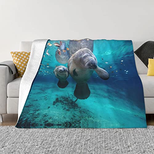 Ocean Animal Manatee Multi-Size Ultra-Soft Flanell Decke (horizontal) Plüsch Sofa Decke ist leicht und warm von SUAQUE