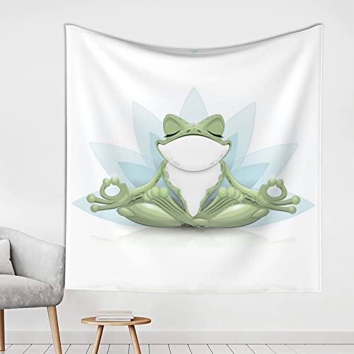 SUAQUE Lustiger Yoga-Frosch, dekorativer Wandteppich, 150 x 150 cm, ultrafeine Faser, dekorativer Wandteppich, Wanddecke von SUAQUE