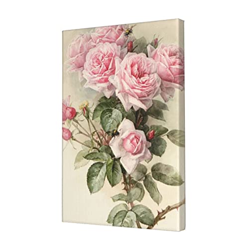 SUAQUE Rosa Vintage Rose Premium Leinwand Randlos Dekorative Malerei 30,5 x 45,7 cm, Ölgemälde für Wohnzimmer, Schlafzimmer, Büro von SUAQUE