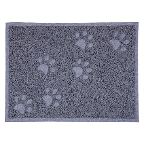 SUAVER Katzenstreu Kasten Matte, Wasserdicht PVC Katzenstreu Futtermatten Nahrungsmittelschüssel Matten,30 x 40 cm (Grau) von SUAVER