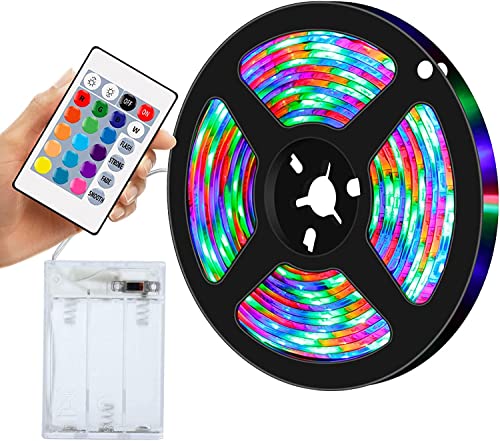 SUAVER RGB-LED-Lichtstreifen, batteriebetrieben, Dekor-Lichter mit Fernbedienung, wasserdicht, flexibel, schneidbar, selbstklebend, für TV, Schreibtisch, Esszimmer, Schrank, Schrank (4 m, 240 LED) von SUAVER