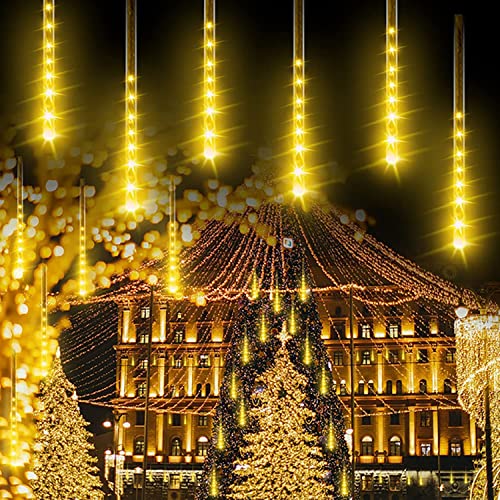 Solarlicht Außen,SUAVER 8 Tubes Meteorschauer Regen Lichter,Solar Weihnachten Lichterkette Wasserdichte 288LEDs Tropfen Lichter für Hochzeit Party Garten Baum Hause Dekoration Außen (Warmweiß) von SUAVER