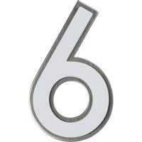 Südmetall Hausnummer, 6, Weiß, Kunststoff | Edelstahl, 11,7 x 17 x 1,8 cm, nachtleuchtend - weiss von Südmetall