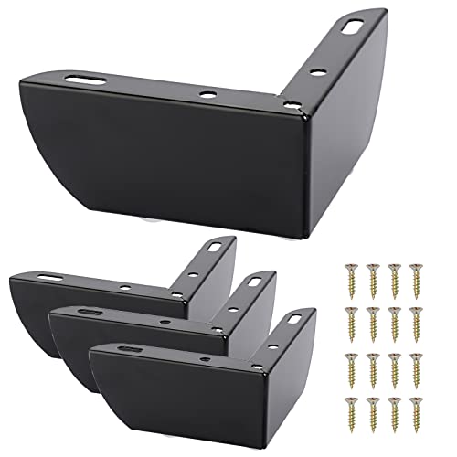 SUMNACON 4 Stück 5cm Möbelfüße aus Stahl Schrankfüße Beine für Stühle Tisch Schrank TV-Schränke Schubladen Sofa Mit Schrauben Möbelbeine Einfachen Montage Dreieck(Schwarz) von SUMNACON