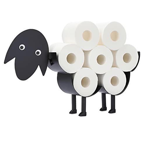 SUMNACON Schwarz Toilettenpapierhalter aus Metall WC Rollenhalter Papierhalter Toilettenrollenhalter Wandmontage Schafform Dekoration für Badezimmer von SUMNACON