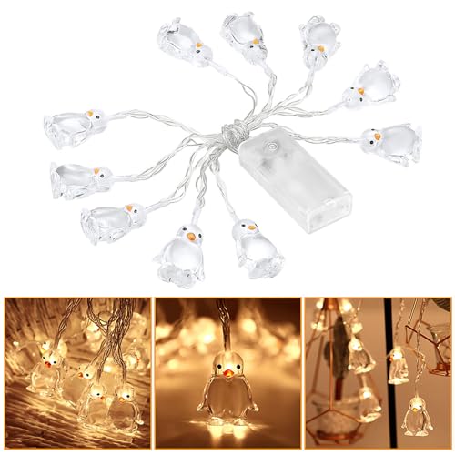 LED Lichterkette, 1.65M 10 Stück LED dekorative Pinguin Lichterkette, Batterie Pinguin Licht, Atmosphärendekoration Pinguin Lampe, Außen/Innenbeleuchtung für Schlafzimmer Party Hochzeit Weihnachten von SUNJULY