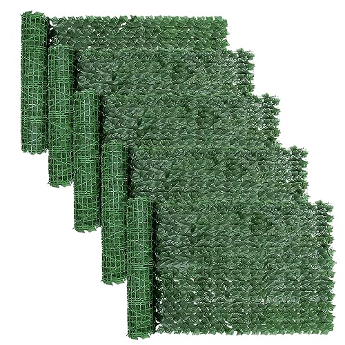 SUNJULY Künstliche Efeu Hecke Sichtschutz, 5 Stück 1m x 3m Balkon Sichtschutz Efeu, Efeu Künstlich, Efeu Sichtschutz Outdoor, Garten Sichtschutz, Rebenblatt Dekoration, UV-beständig für Gartenhecken von SUNJULY