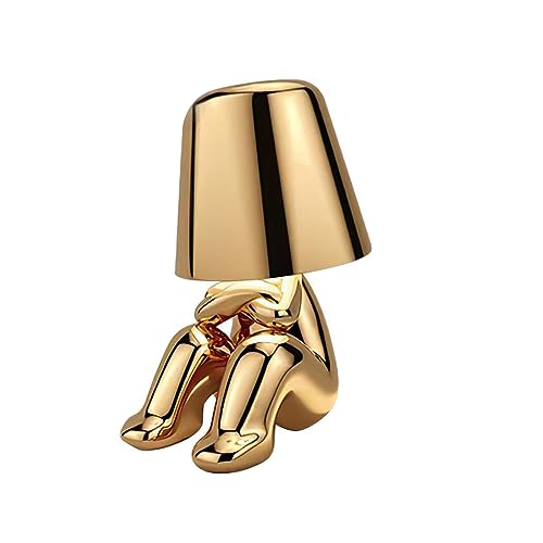 Tischlampe mit Touch Steuerung, Thinker Statue Gold Man Dekorative LED Schreibtischlampe, USB Charging 3 Helligkeitsstufen Dimmbare Nachttischlampe für Schlafzimmer Wohnzimmer Büro Dekoratio Geschenk von SUNJULY