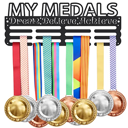 SUPERDANT Medaillenhalter Mit My Medals and Dream Believe Achieve Medaillenhaken Mit Schreibständer Rahmen Medaillen Sportband Aufhänger 60+ von SUPERDANT