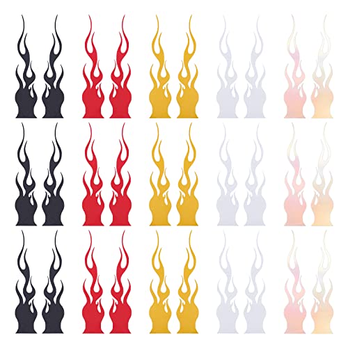 SUPERFINDINGS 15 Blatt 5 Farben Reflektierende Flammenaufkleber Feuerform Reflektierende Aufkleber Kunststoffwandaufkleber Mit Klebeband Für Helme Autodekorationen von SUPERFINDINGS
