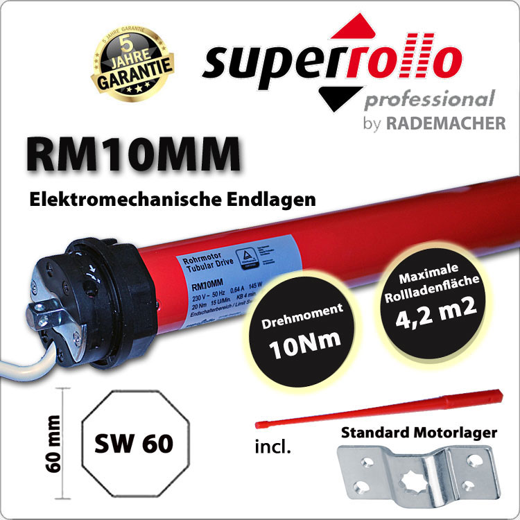 Superrollo Rollladenmotor RM10MM 10Nm - 230V / 50HZ von SUPERROLLO