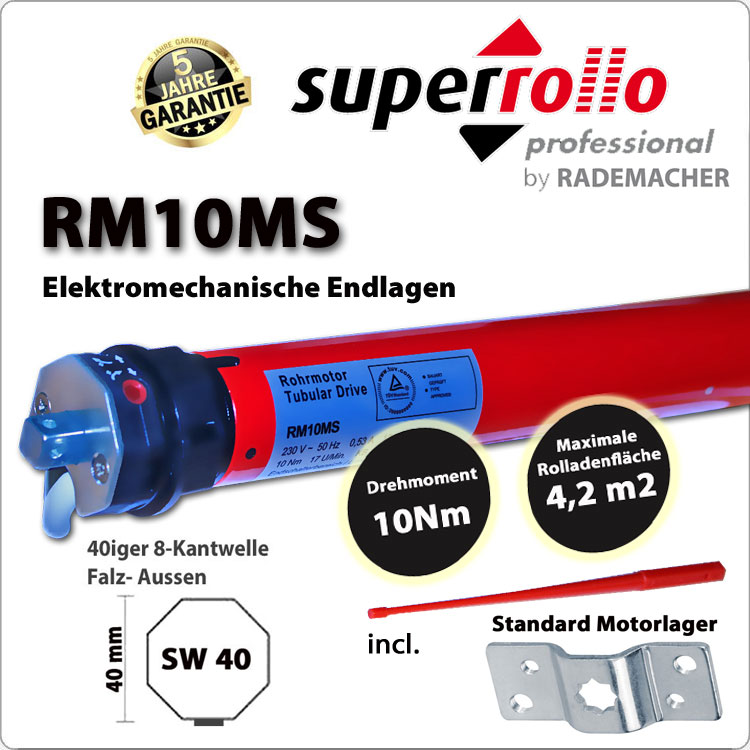 Superrollo Rollladenmotor RM10MS 10Nm - 230V / 50HZ von SUPERROLLO