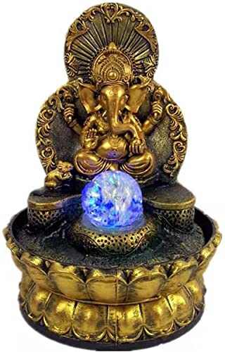 Ganesha Statuen Indoor Wasserbrunnen Elefant Buddah Statue Tischbrunnen mit rollendem Ball Zen Brunnen für Home Office Schlafzimmer Schreibtisch Dekoration (Stil 4) von SURPRIZON