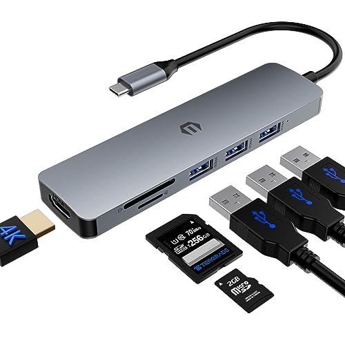 SUTOUG 6-in-1 USB-C-Hub-Dockingstation mit 4K HDMI-Ausgang, SD/TF-Kartenleser, USB 3.0 bis zu 5 Gpbs, kompatibel für Laptop und andere Typ-C-Geräte von SUTOUG