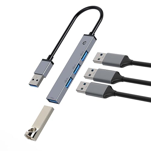 SUTOUG Dünner USB Hub, Mini USB C Hub Dockingstation mit 4 Anschlüssen (1 x USB 3.0 und 3 x USB 2.0), Kompatibel mit Laptop, PC, Windows, Mac OS und Linux Tastaturen von SUTOUG