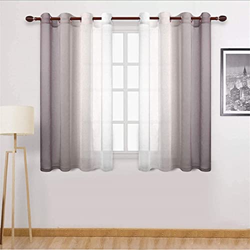 SWECOMZE 2 Stück Gardinen Vertikal Farbverlauf Transparent mit Ösen,Voile Vorhänge,Lichtdurchlässig Einfarbig für Fenster Wohnzimmer Schlafzimmer Gardine (Hellbraun,W1.32m x H1.6 m) von SWECOMZE