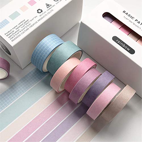 SWECOMZE Washi Tape Set, 8 Rolls Masking Tape Klebeband bunt für Scrapbooking DIY Handwerk Grundlegendes Muster (Style K) von SWECOMZE