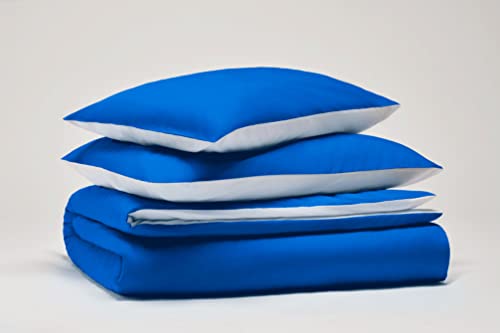 OSAMA Pantone™ Bettwäsche-Set für Einzelbett, 155 x 200 cm, 100% Percalle Baumwolle, 200 Fäden, 1 quadratisch, doppelseitig, Blau/Weiß von SWEET HOME