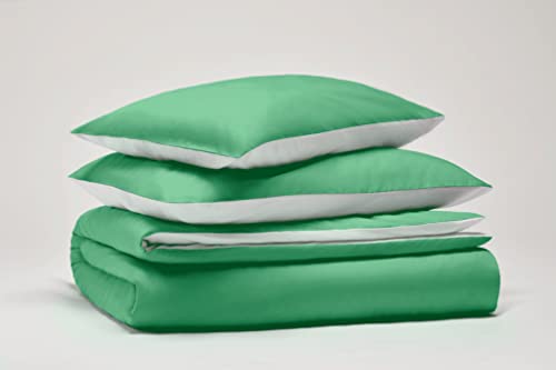 Pantone™ - Bettwäsche-Set für Einzelbett, 155 x 200 cm, 100 % Baumwolle, Perkal, 200, Fadenzahl – zweiseitig, Hellgrün/Weiß von SWEET HOME