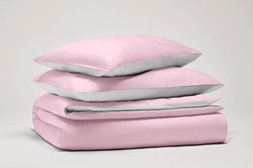 Pantone™ - Bettwäsche-Set für Einzelbett, 155 x 200 cm, 100% Baumwolle, Perkal, 200, Fadenzahl – zweiseitig, Rosa/Weiß von SWEET HOME