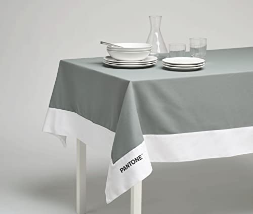 SWEET HOME Pantone™ Tischdecke, rechteckig, 8-Sitzer, 140 x 240 cm, 100% Baumwolle, 220 g, Grau von SWEET HOME