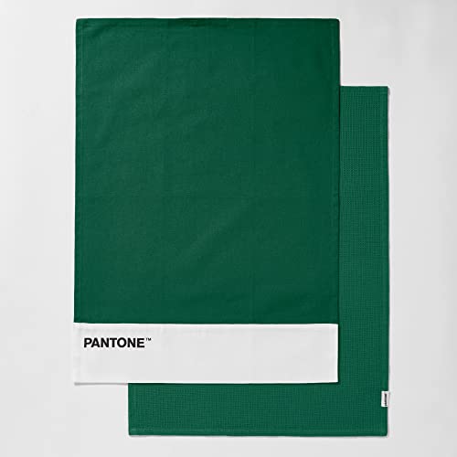 SWEET HOME Pantone™ Geschirrtücher, 50 x 70 cm, 100% Baumwolle, 220 g, 1 einfarbig, mit Logo und 1 Beesnest. 2 Stück, Grün von SWEET HOME