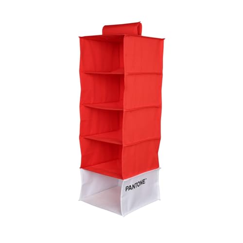 SWEET HOME Schrank Pantone Organizer, platzsparend, zum Aufhängen, 5 Fächer für Kleidung und Zubehör, vertikal, faltbar, Trennwände für Kleiderschrank, 84 x 30 x 30 cm, Rot, Polyester von SWEET HOME